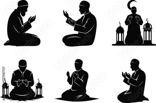 PrintSilhouette, Muslim, prayer, worship, Islam, faith, spirituality, devotion, religion, culture, mosque, 