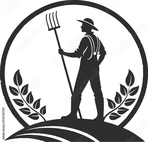 farmer with rake