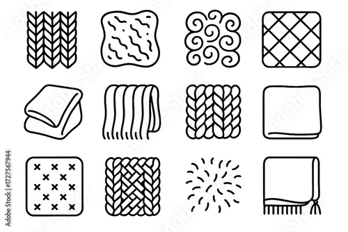 Icons icon fibers chunky texture vector fleece knit blanket cozy detail ribbed