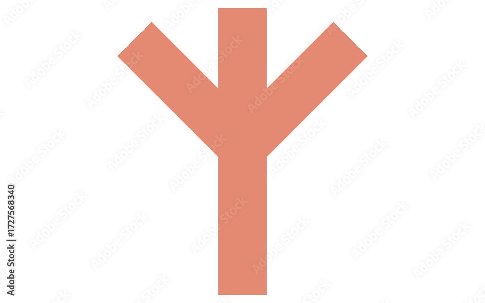 Obraz premium Solid Red Abstract Trident or Three Pronged Shape