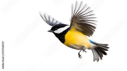 Great Tit Bird in Flight, Digital Painting, Isolated on Transparent Background, Bird, Avian, Wildlife