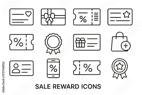 Icons coupon card modern icon voucher discount vector digital loyalty code sale