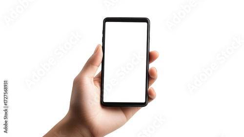 Hand Holding Smartphone Mockup Blank Screen, Isolated on Transparent Background, mobile phone, app design, Smartphone, mockup, template