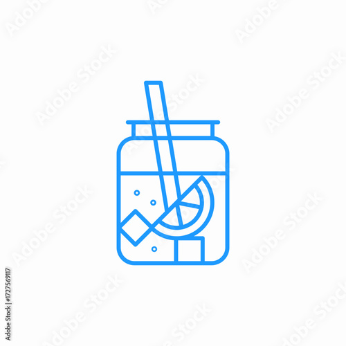 iced beverage cup icon sign vector