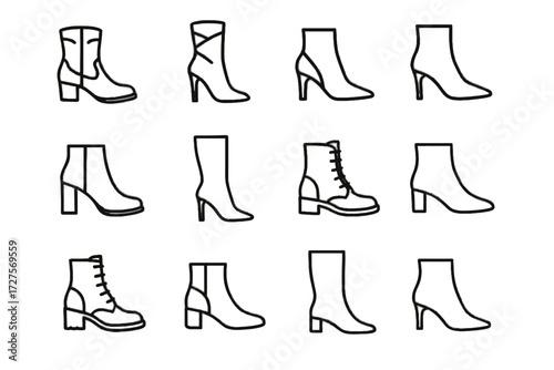 Urban pointed icon chic casual boots trend fashion stylish vector boot toe