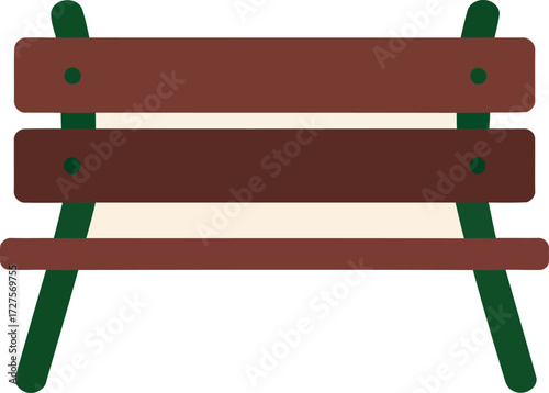 Isolated brown park bench illustration for peaceful outdoor relaxation concept