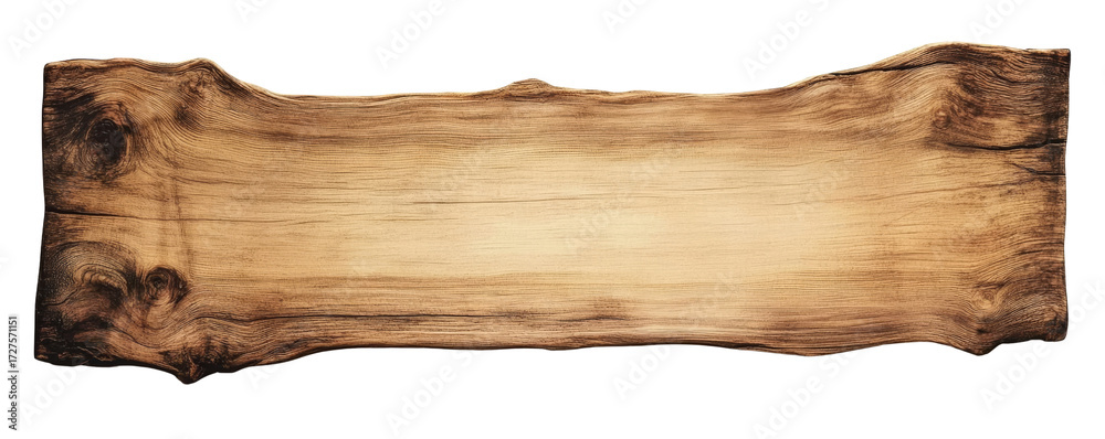 Naklejka premium Rustic Wooden Plank Texture Irregular Shape, Brown Wood Grain, Isolated on Transparent Background, Wood Texture, Plank, Background