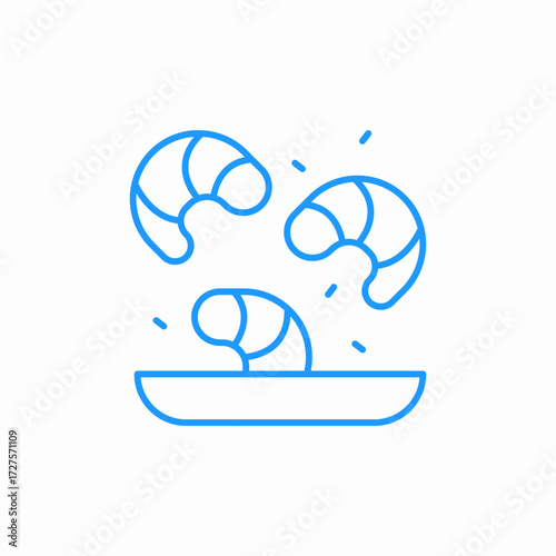 shrimp in plate icon sign vector