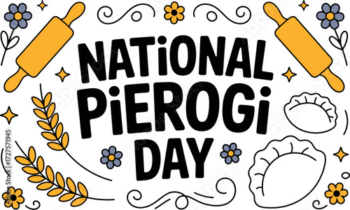 Celebrate National Pierogi Day with festive kitchen elements and delicious dumplings