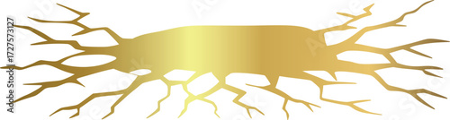 Shiny golden crack branches spreading outward with a smooth gradient center, elegant decorative frame for branding, invitations, and luxury design.