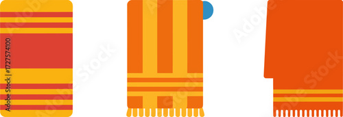 Colorful towel set illustration for bathroom spa or beach use
