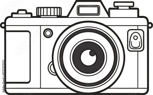 Mirrorless Camera Illustration. Modern Mirrorless Camera Design. Camera Body with Lens Artwork. Realistic Mirrorless Camera Illustration. Professional Mirrorless Camera Drawing. Compact Camera Design