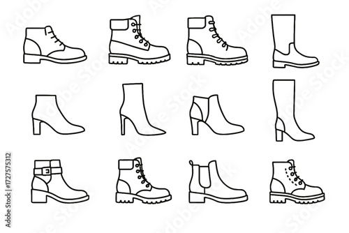 Chelsea boots city work ankle boot collection casual vector icon rain hiking