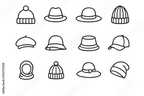 Icon sun hood autumn slouchy icons fedora hat vector knit cap bucket