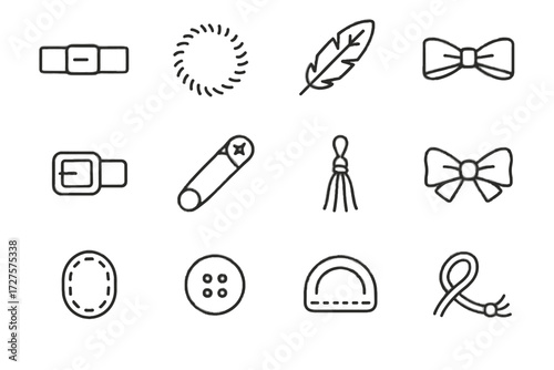 Patch icons pin vector icon band accessories tassel bow decorative hat button