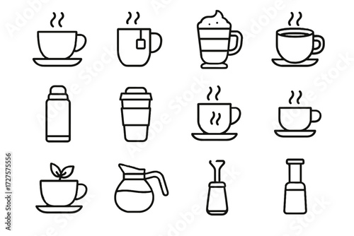 Tea hot travel steaming vector drink latte cup mug cappuccino icons icon