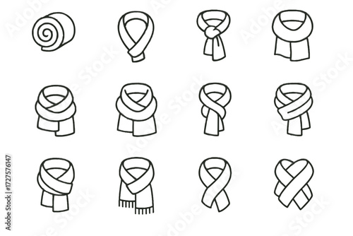 Twisted wrapped vector folded layered folding scarf icon tucked icons knotted overlapping