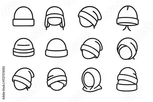 Folding icon hat pulled hooded wrapped tucked tied folded vector crisscrossed strings