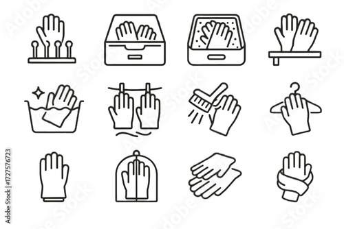 Shelf padded drawer care glove dry vector cover hang icon icons box