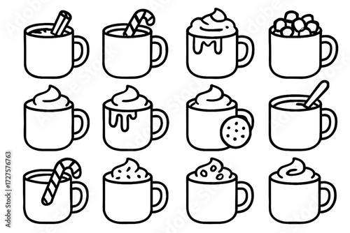 Cane mini icon caramel chocolate cream sprinkles stick vector side hot icons