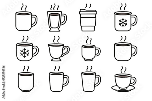 Festive chocolate porcelain hot handleless mini large icon cup tin vector mug