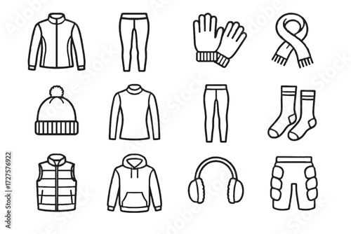 Earmuffs thermal jacket gloves vector ice icon socks gear padded skating scarf