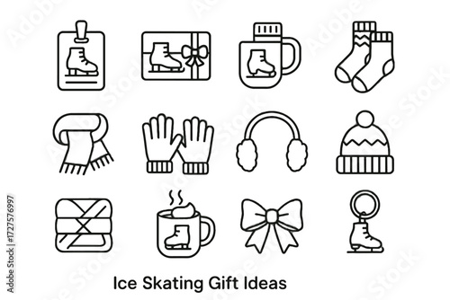 Hat scarf ribbon gloves ice skating keychain cozy gift winter pass icon
