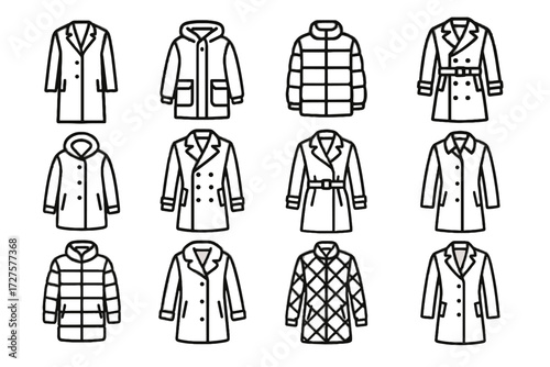 Icon icons hooded winter quilted fur long coat trench vector parka faux