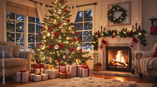 christmas tree with fireplace