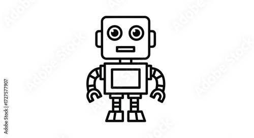 Vector art of simple robot, a minimalist representation of artificial intelligence and automation in modern technology and robotics