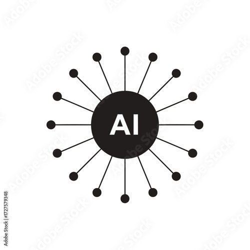Vector art of artificial intelligence symbol, representing ai technology, machine learning, and the future of intelligent systems