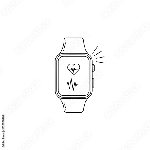 Vector art of smartwatch with health monitoring feature a modern wearable device displaying heart rate and health data for fitness tracking