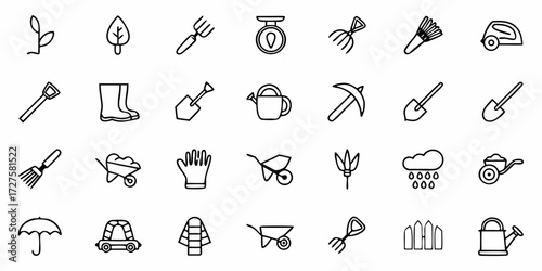 Discover a charming collection of hand drawn garden icons perfect for illustrating planting, nurturing, and enjoying outdoor spaces with a touch of whimsical charm and essential tools.