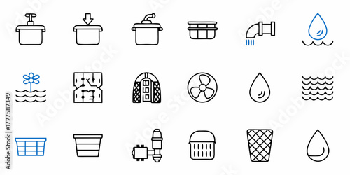 Discover a versatile collection of modern icons representing essential elements for industry, technology, and everyday life, perfect for dynamic design projects and clear communication.