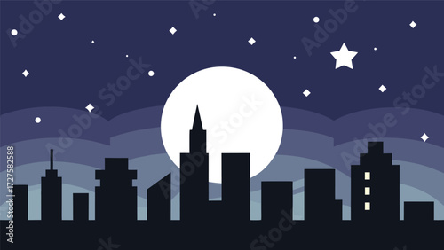 night city with moon
