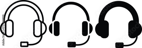 Headset with Microphone Icon and also vector silhouette Icons set..eps