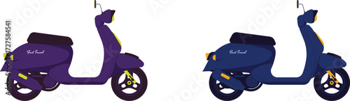 Delivery man courier shipping order with bag riding scooter concept illustration