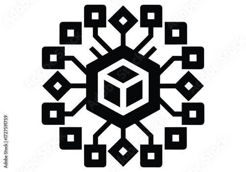 QR Code With Blockchain Symbol Silhouette Crypto