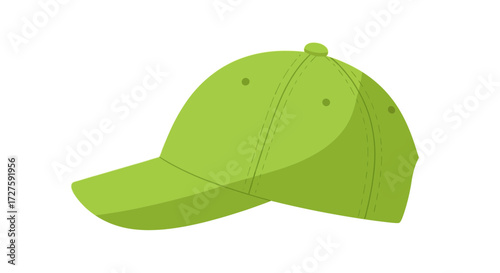 A vibrant green baseball cap, a stylish accessory for sunny days, isolated on a clean white background