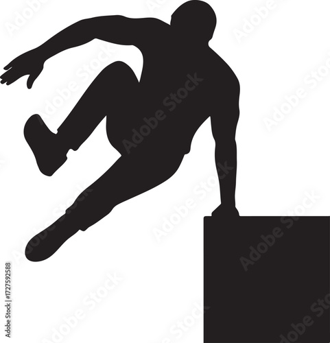 Parkour silhouette vector, freerunner in action, urban movement, extreme sport illustration
