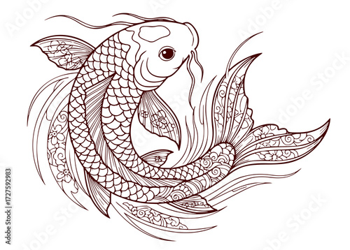 Koi fish tattoo design, koi fish vector illustration