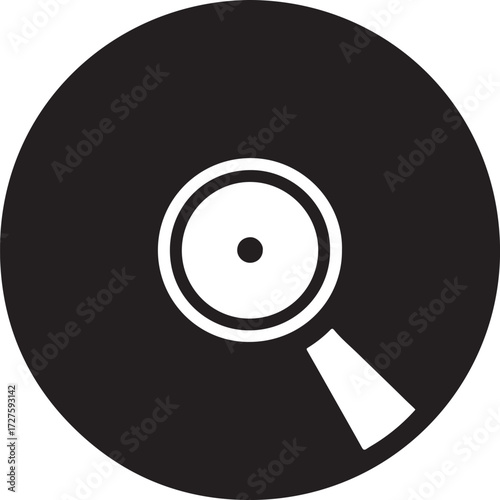 Vinyl record silhouette vector, classic music icon, retro audio design, DJ and turntable symbol