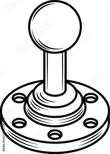 Isometric drawing of a flange with ball valve for engineering and plumbing use