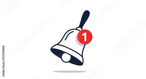 A simple ringing bell with a notification badge indicating one new event.