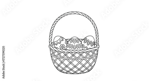 An Easter basket filled with eggs.