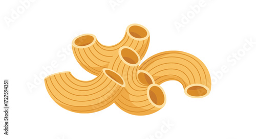 A pile of uncooked elbow macaroni pasta shapes.