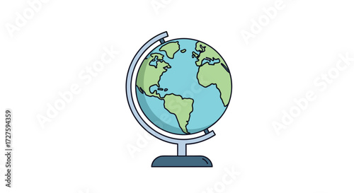A detailed illustration of a classroom globe showing continents and oceans for educational purposes.