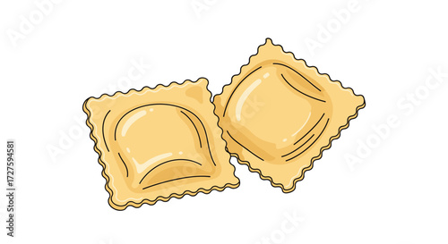 Two delicious square ravioli pasta filled with cheese or meat.