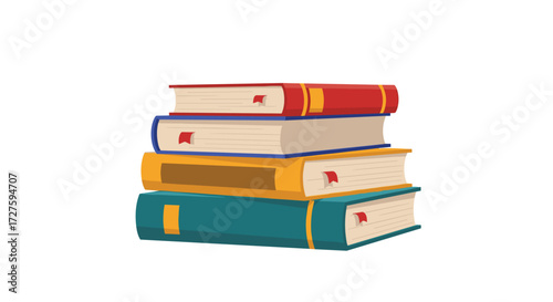 A colorful stack of books ready for reading and learning.