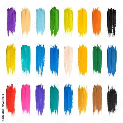 Colorful paint swatches on white background
